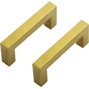imageRavinte 25 Pack 3 Inch Square Cabinet Handles  Satin Nickel Pulls Brushed Nickel Drawer Pulls Kitchen Hardware Handles for Cabinets Cupboards and DrawersBrushed Brass