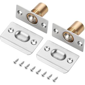 imageRavinte Adjustable Ball Door Catch Closet Ball Bearing Door Latch Solid Brass Body ampamp Stainless Steel Strike Plate 2 Pack BlackSilver
