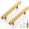 imageRavinte 25 Pack Gold Cabinet Handles 4 Inch Brushed Brass Square Cabinet Pulls Gold Hardware for Kitchen Cabinets  638 Inch Total Length10