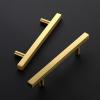imageRavinte 25 Pack Gold Cabinet Handles 4 Inch Brushed Brass Square Cabinet Pulls Gold Hardware for Kitchen Cabinets  638 Inch Total Length10