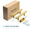 imageRavinte 25 Pack Gold Cabinet Handles 4 Inch Brushed Brass Square Cabinet Pulls Gold Hardware for Kitchen Cabinets  638 Inch Total Length10