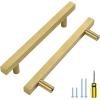 imageRavinte 25 Pack Gold Cabinet Handles 4 Inch Brushed Brass Square Cabinet Pulls Gold Hardware for Kitchen Cabinets  638 Inch Total Length30