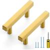 imageRavinte 25 Pack Gold Cabinet Handles 4 Inch Brushed Brass Square Cabinet Pulls Gold Hardware for Kitchen Cabinets  638 Inch Total Length5