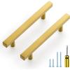 imageRavinte 25 Pack Gold Cabinet Handles 4 Inch Brushed Brass Square Cabinet Pulls Gold Hardware for Kitchen Cabinets  638 Inch Total Length5