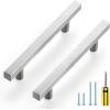imageRavinte Brushed Nickel Cabinet Handles 20 Pack Satin Nickel Square Cabinet Pulls Silver Hardware for Kitchen Cabinets 2 inch Overall Length Stainless Steel Drawer Pulls20