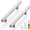 imageRavinte Brushed Nickel Cabinet Handles 20 Pack Satin Nickel Square Cabinet Pulls Silver Hardware for Kitchen Cabinets 2 inch Overall Length Stainless Steel Drawer Pulls5