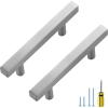 imageRavinte Brushed Nickel Cabinet Handles 20 Pack Satin Nickel Square Cabinet Pulls Silver Hardware for Kitchen Cabinets 2 inch Overall Length Stainless Steel Drawer Pulls20