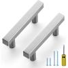 imageRavinte Brushed Nickel Cabinet Handles 20 Pack Satin Nickel Square Cabinet Pulls Silver Hardware for Kitchen Cabinets 2 inch Overall Length Stainless Steel Drawer Pulls20