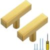 imageRavinte 25 Pack Gold Cabinet Handles 4 Inch Brushed Brass Square Cabinet Pulls Gold Hardware for Kitchen Cabinets  638 Inch Total Length5