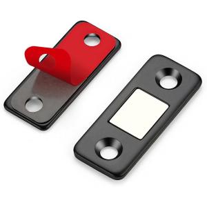 image12 Pack Ultra Thin Cabinet Door Catch Stainless Steel Cabinet Magnetic Door Catch Cabinet Magnets Adhesive Drawer Latch Cabinet Magnetic Catch for Kitchen Closet Door Magnet Stick on Cupboard WardrobeBlack