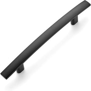 imageRavinte 1 Pack  6 Curved Cabinet Pulls Matte Black Kitchen Drawer Pulls Arch Cabinet Handles 6Length 375 Hole CenterBlack