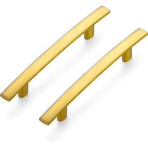 imageRavinte 1 Pack  6 Curved Cabinet Pulls Matte Black Kitchen Drawer Pulls Arch Cabinet Handles 6Length 375 Hole CenterBrushed Brass