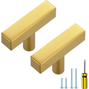 imageRavinte 25 Pack Gold Cabinet Handles 4 Inch Brushed Brass Square Cabinet Pulls Gold Hardware for Kitchen Cabinets  638 Inch Total Length5