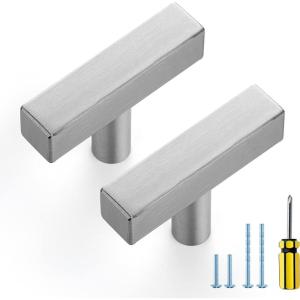 imageRavinte Brushed Nickel Cabinet Handles 20 Pack Satin Nickel Square Cabinet Pulls Silver Hardware for Kitchen Cabinets 2 inch Overall Length Stainless Steel Drawer Pulls20