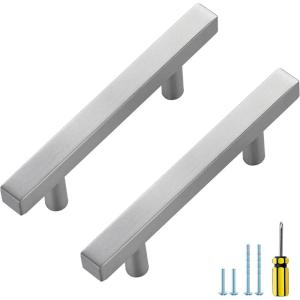 imageRavinte Brushed Nickel Cabinet Handles 20 Pack Satin Nickel Square Cabinet Pulls Silver Hardware for Kitchen Cabinets 2 inch Overall Length Stainless Steel Drawer Pulls40