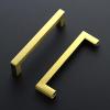 imageRavinte 10 Pack Square Bar Kitchen Cabinet Handles Brushed Nickel Cabinet Pulls Drawer Pulls with 3 Inch Hole Center Kitchen Cabinet HardwareGold