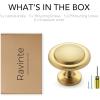 imageRavinte 5 Pack Brushed Brass Solid Kitchen Cabinet Knobs Zinc Alloy Door Knobs Cabinet Hardware Gold Dresser Drawer Handles Drawer Pulls with ScrewdriverRetro