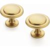 imageRavinte 5 Pack Brushed Brass Solid Kitchen Cabinet Knobs Zinc Alloy Door Knobs Cabinet Hardware Gold Dresser Drawer Handles Drawer Pulls with ScrewdriverRetro