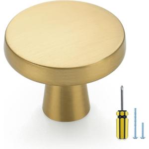 imageRavinte 5 Pack Brushed Brass Solid Kitchen Cabinet Knobs Zinc Alloy Door Knobs Cabinet Hardware Gold Dresser Drawer Handles Drawer Pulls with ScrewdriverRustic